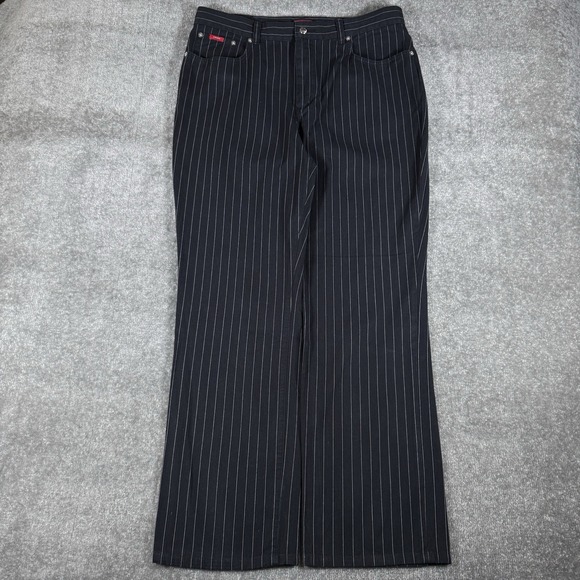 Chaps Pants - VTG Chaps True American Pants Women's 14 Navy‎ Blue Pinstriped Straight Classic